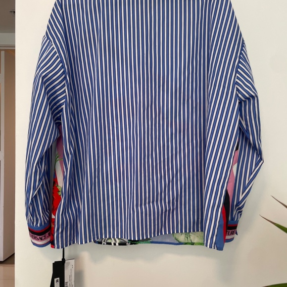 Versace Jeans Couture - Button-Front Striped Rose Shirt - Picture 7 of 14